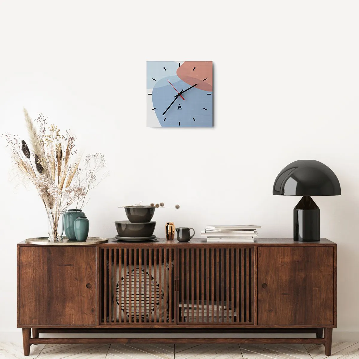 Ceas de perete - Ceas pe sticlă - Relații pastelate - 30x30 cm