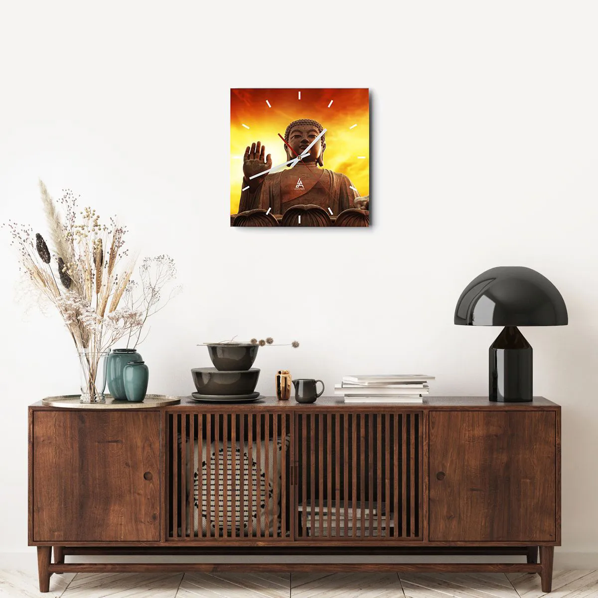 Ceas de perete - Ceas pe sticlă - Pacea lumii - 40x40 cm