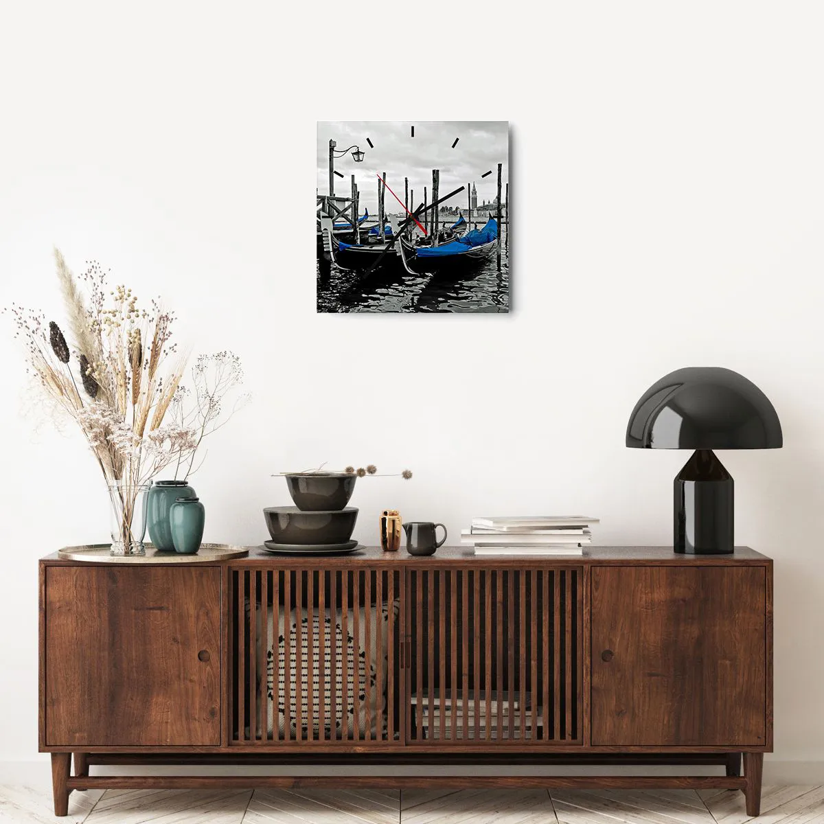 Ceas de perete - Ceas pe sticlă - Veneția stând pe gânduri - 40x40 cm