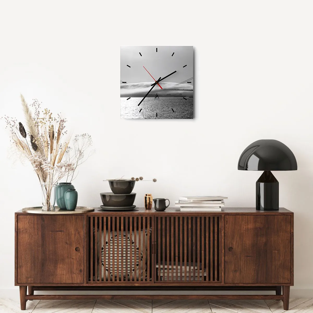 Wanduhr - Glasuhr - Segeln durch das Goldene Tor - 40x40 cm