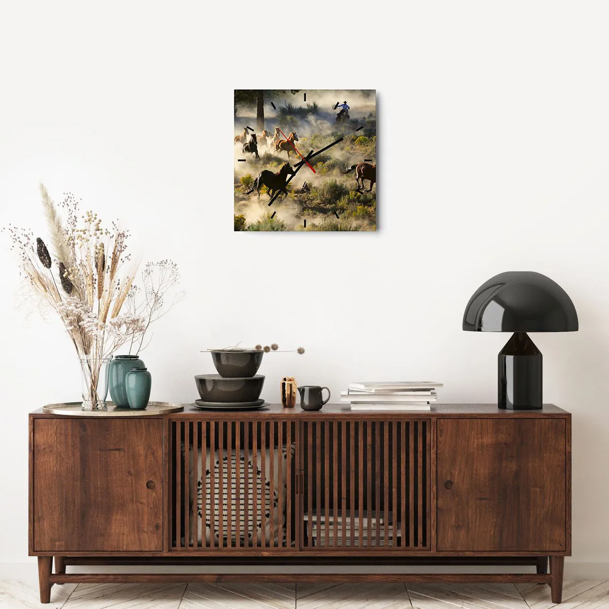 Ceas de perete - Ceas pe sticlă - Rivalitatea - libertate sau putere masculină? - 40x40 cm