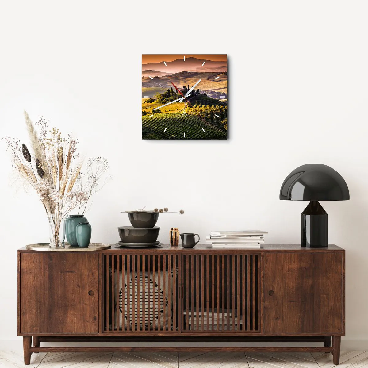 Orologio da parete - Orologio in Vetro - Arcadia: paesaggio toscano - 40x40 cm