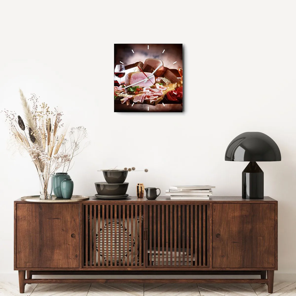 Relógio de parede - Relógio em vidro - Um sonho culinário com uma jarra - 40x40 cm