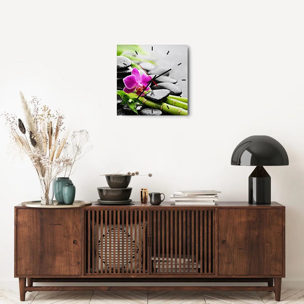 Ceas de perete - Ceas pe sticlă - Într-un echilibru pașnic - 40x40 cm