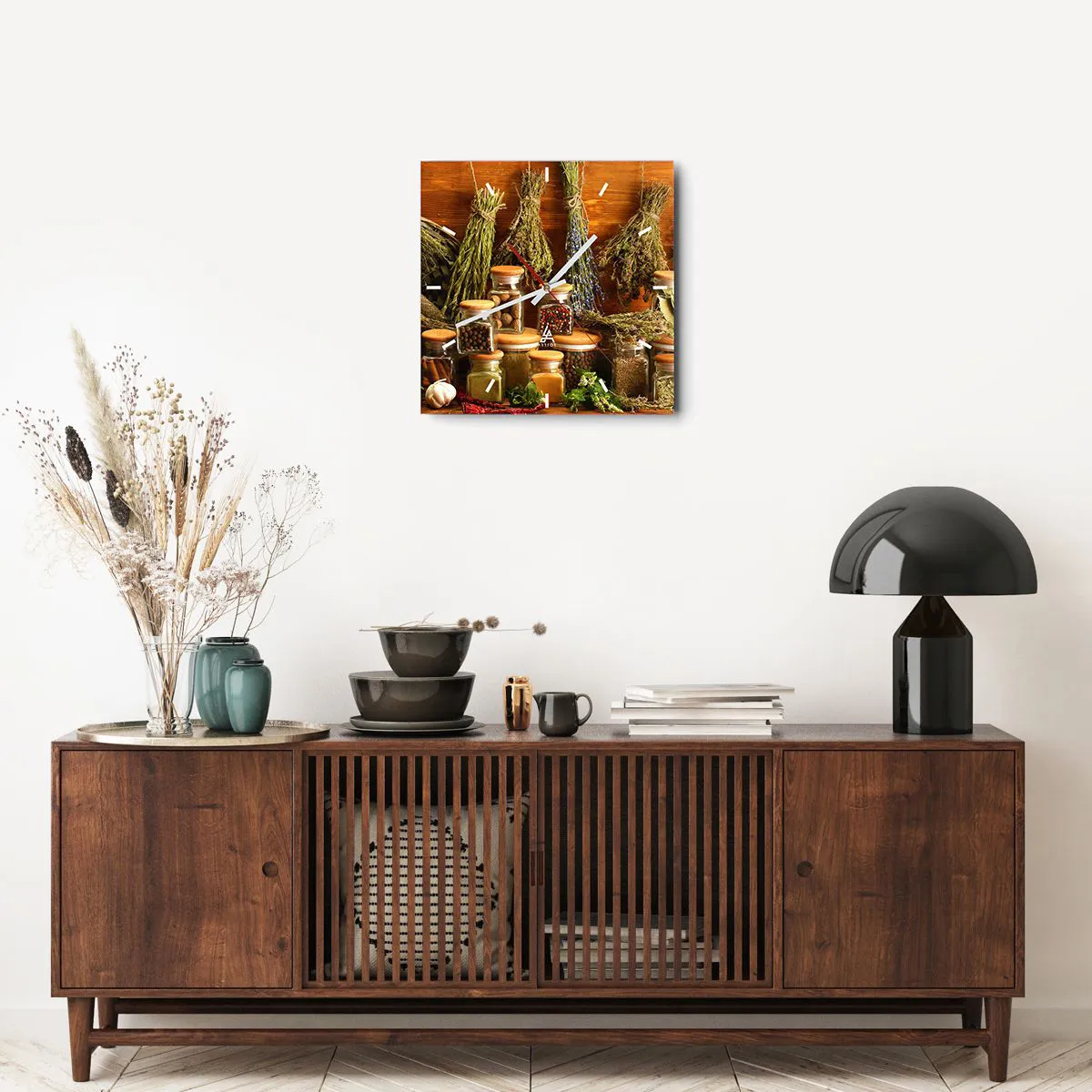 Ceas de perete - Ceas pe sticlă - Vrăjitorie de bucătărie - 40x40 cm