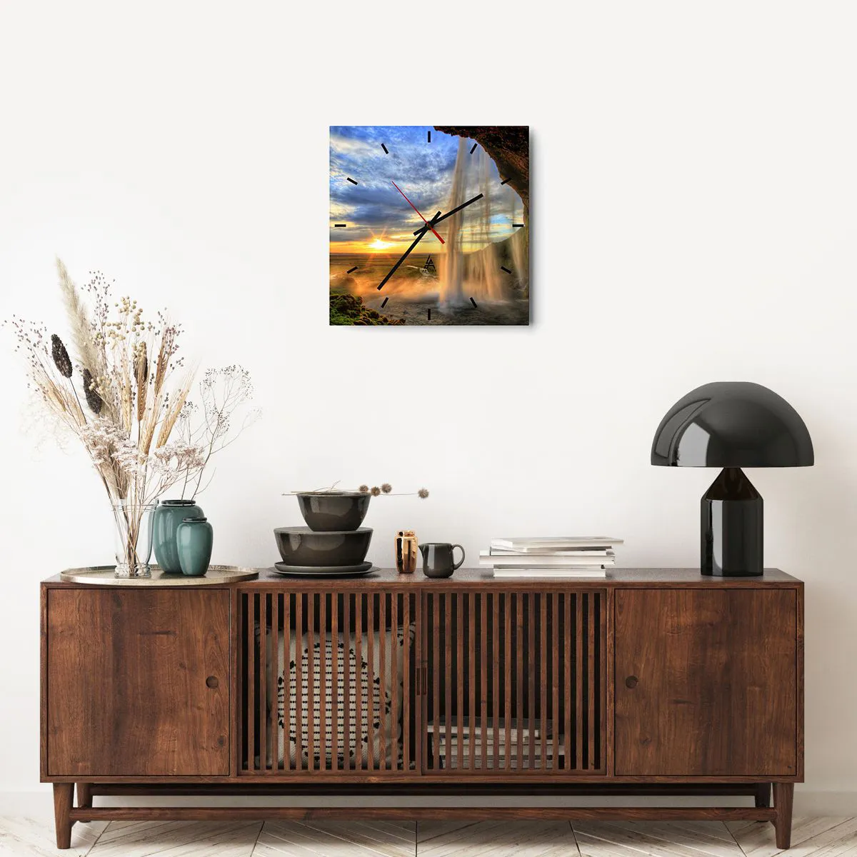 Wanduhr - Glasuhr - Die Welt hinter einem Schleier aus Tropfen - 40x40 cm