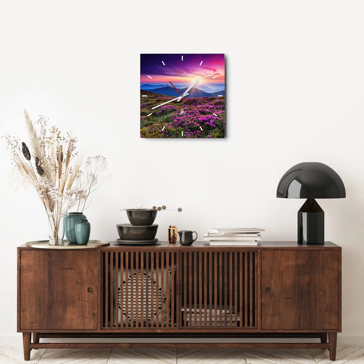 Ceas de perete - Ceas pe sticlă - Ierburile proaspete miroseau puternic - 40x40 cm