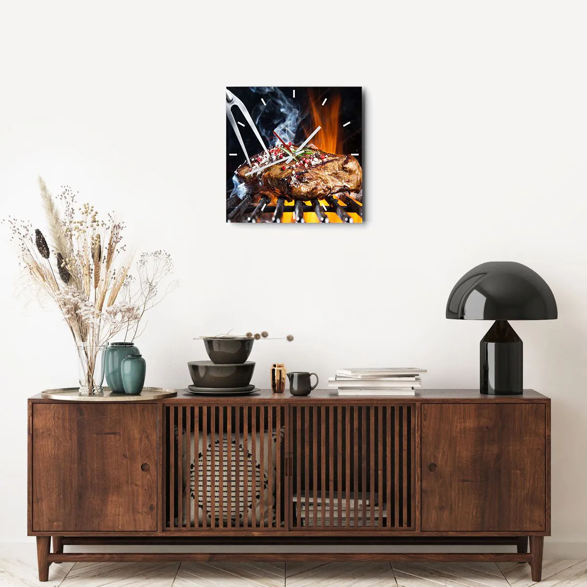 Ceas de perete - Ceas pe sticlă - Suculente și parfumate - 40x40 cm