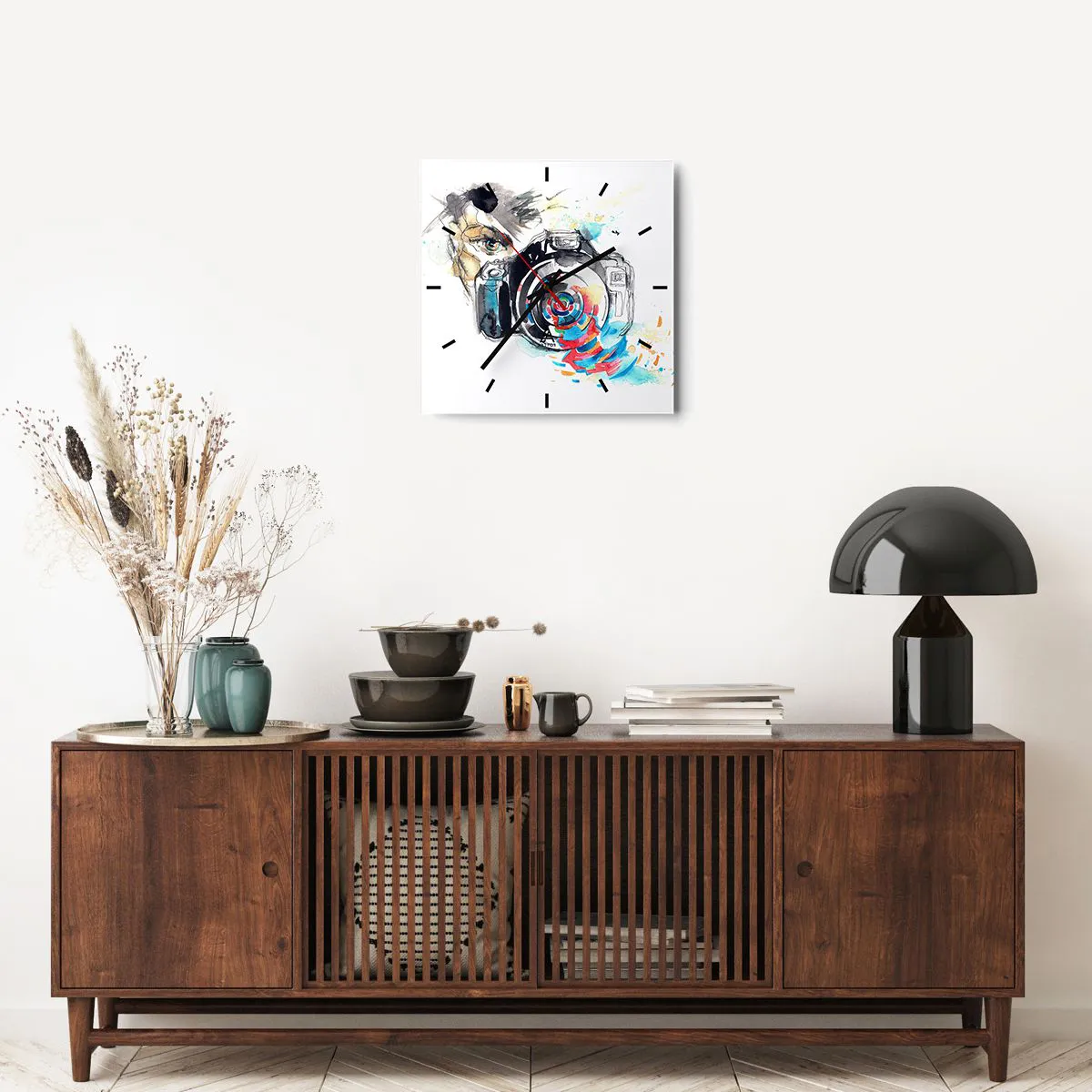 Ceas de perete - Ceas pe sticlă - În ochiul obiectivului - 40x40 cm