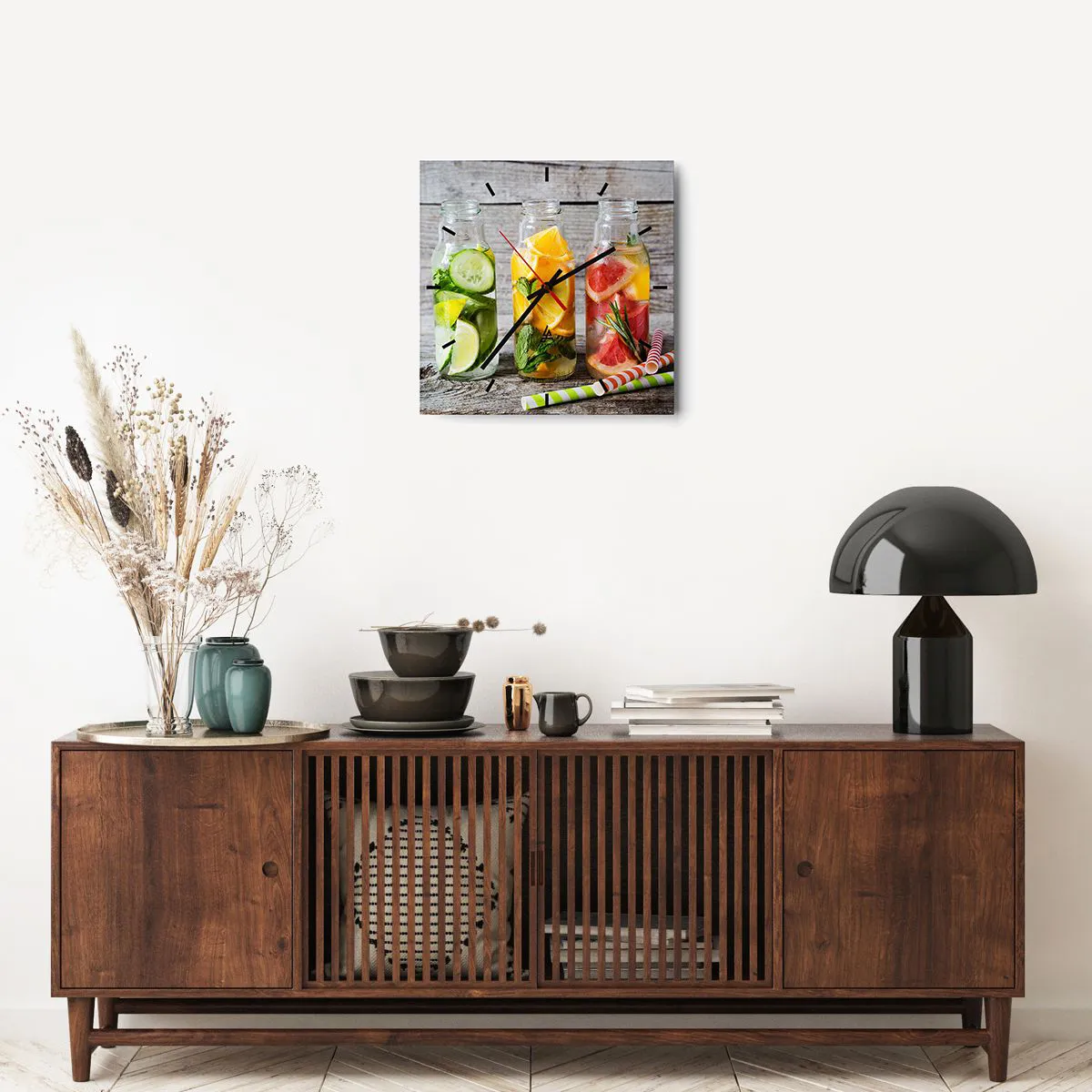 Ceas de perete - Ceas pe sticlă - Sănătoase prin natura - 40x40 cm