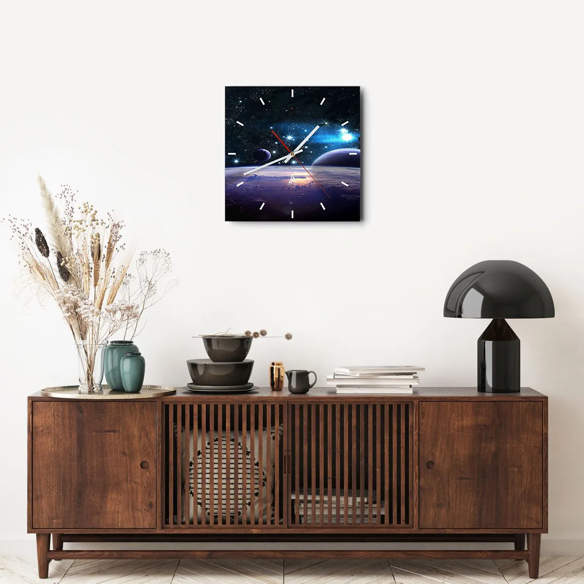 Wanduhr - Glasuhr - Noch allein? - 40x40 cm