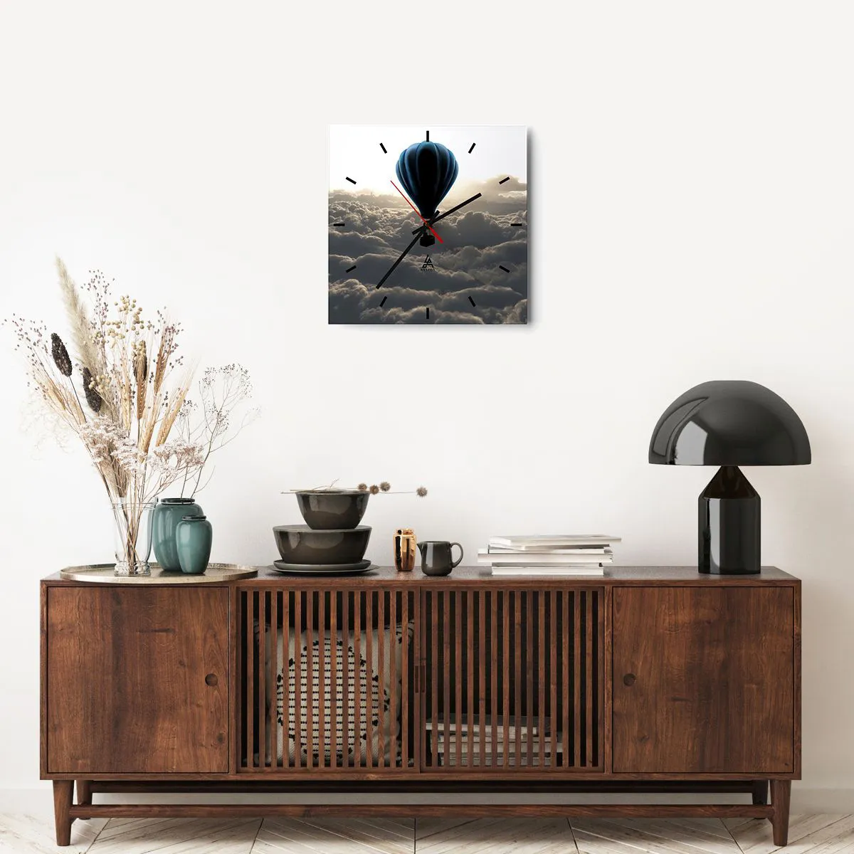 Wanduhr - Glasuhr - Ein Wanderer über den Wolken - 40x40 cm