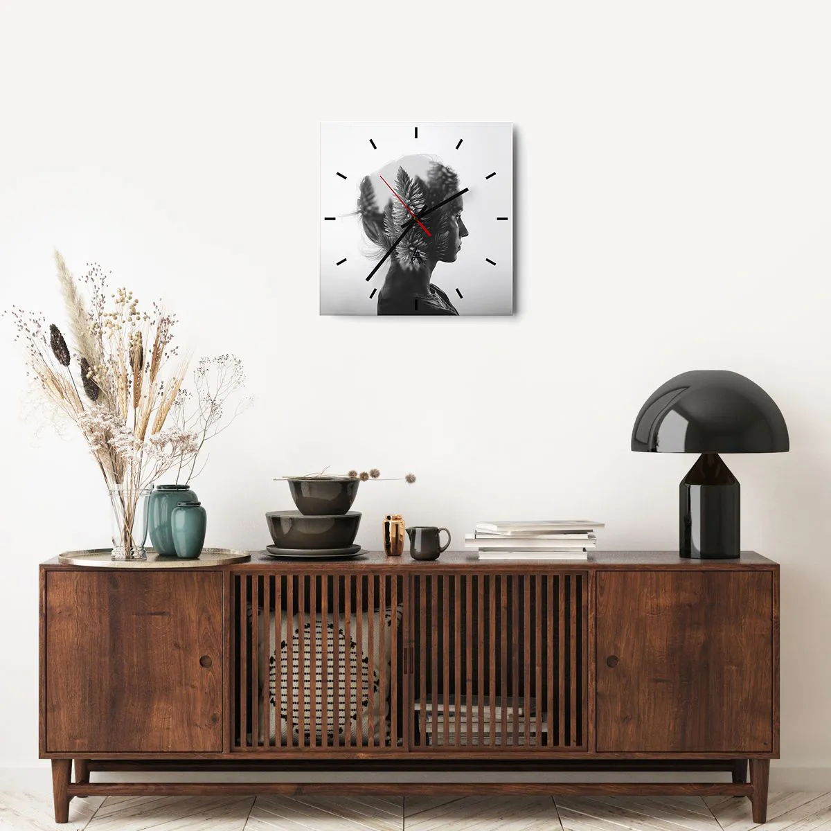 Wanduhr - Glasuhr - Dame des Kiefernwaldes - 40x40 cm