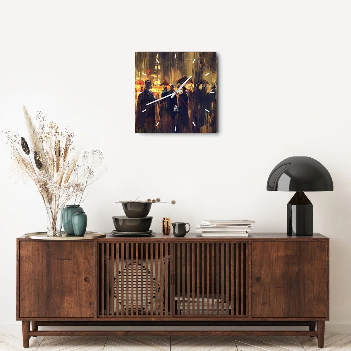 Wanduhr - Glasuhr - Anhänger des Regens - 40x40 cm