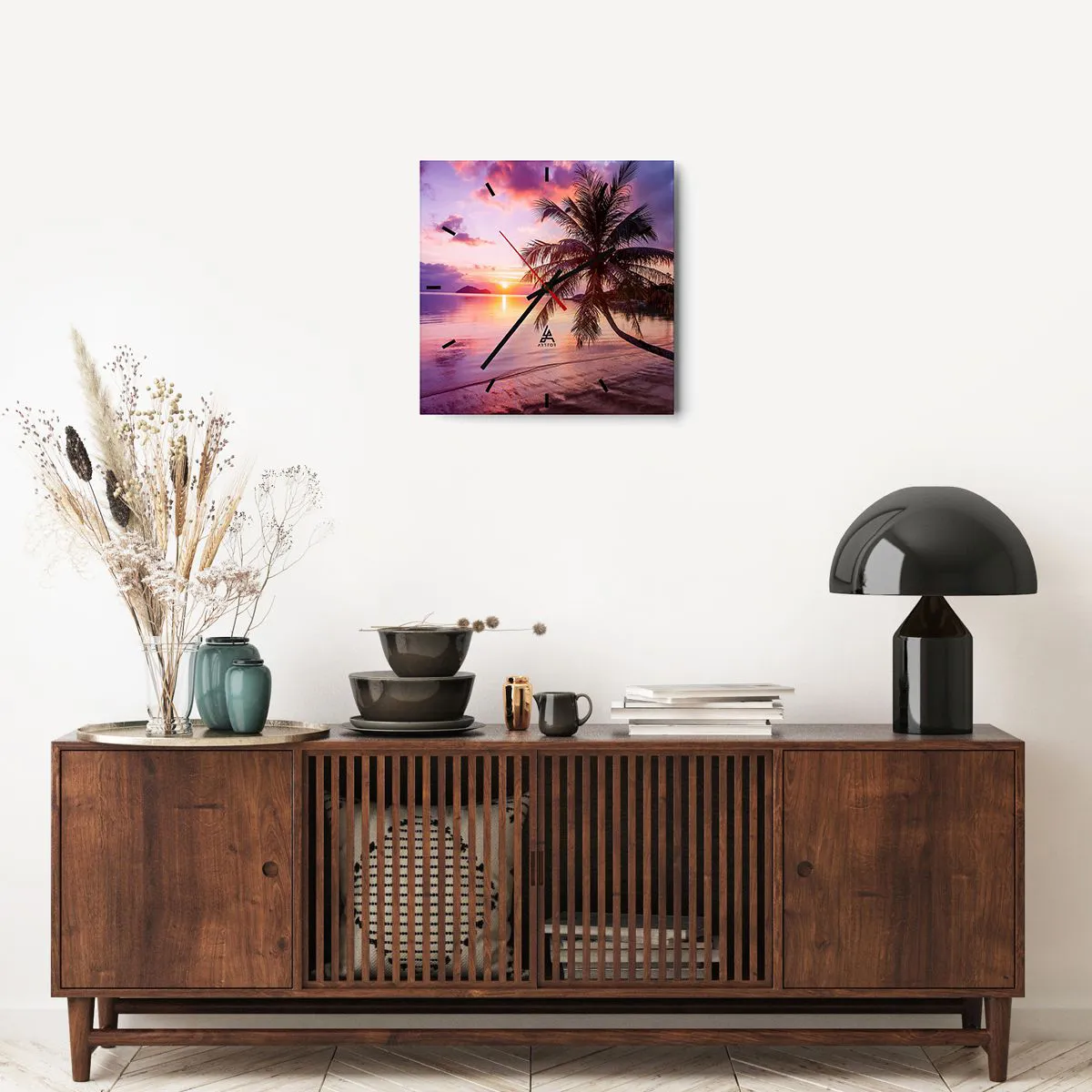 Ceas de perete - Ceas pe sticlă - Euforie până la orizont - 40x40 cm