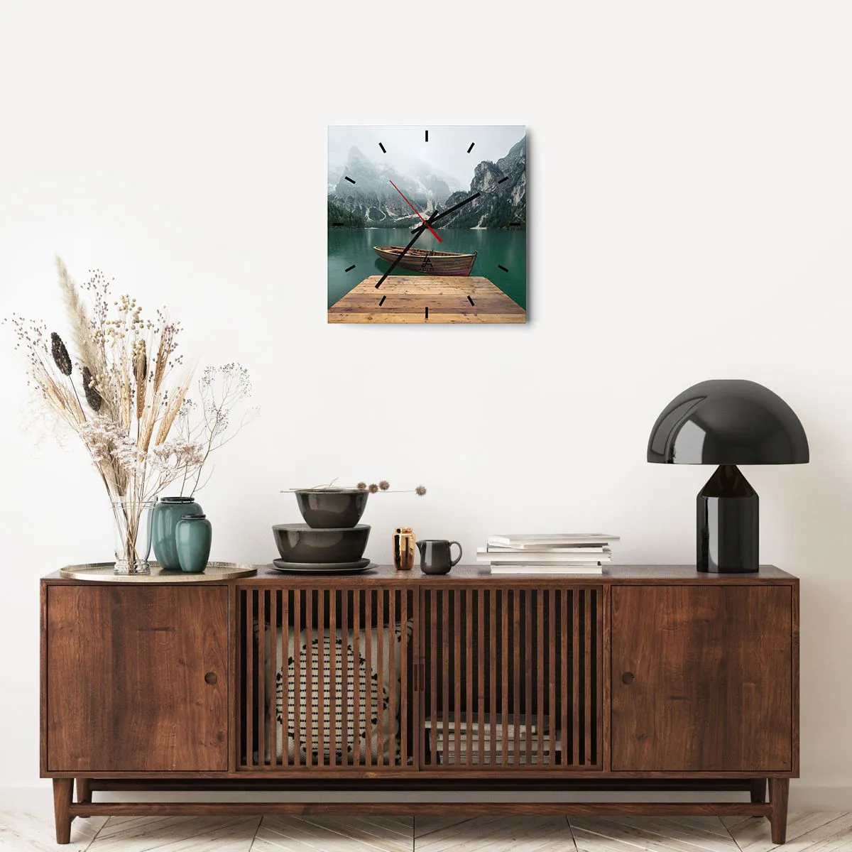 Wall clock - Clock on glass - Boat Found Solitude - 40x40 cm