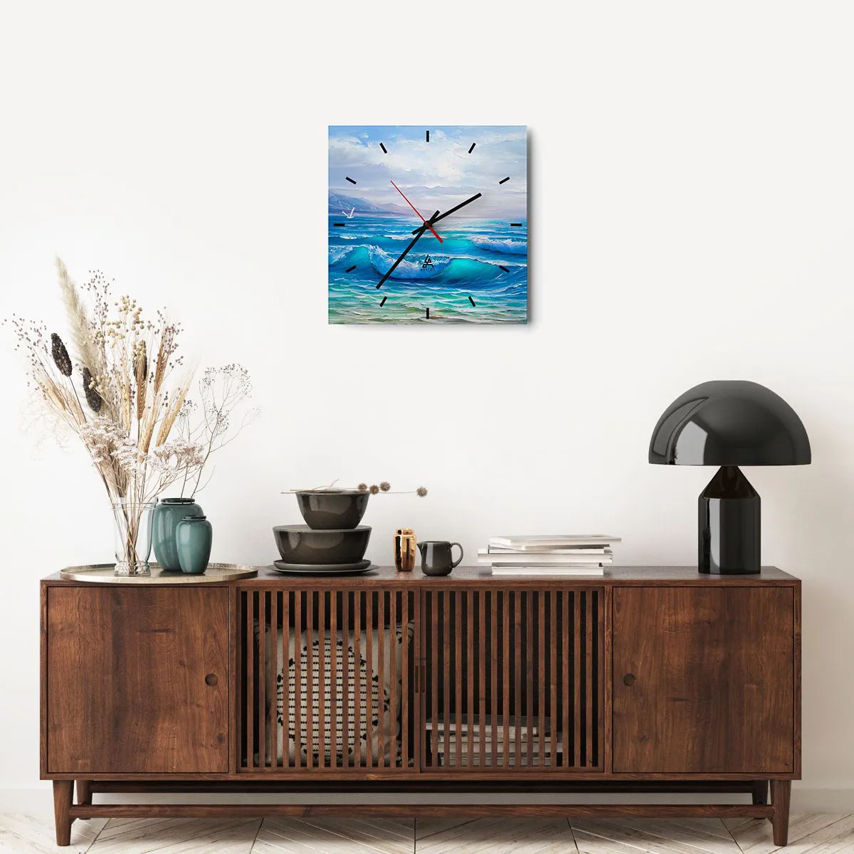 Relógio de parede - Relógio em vidro - Conforta e consola - 40x40 cm