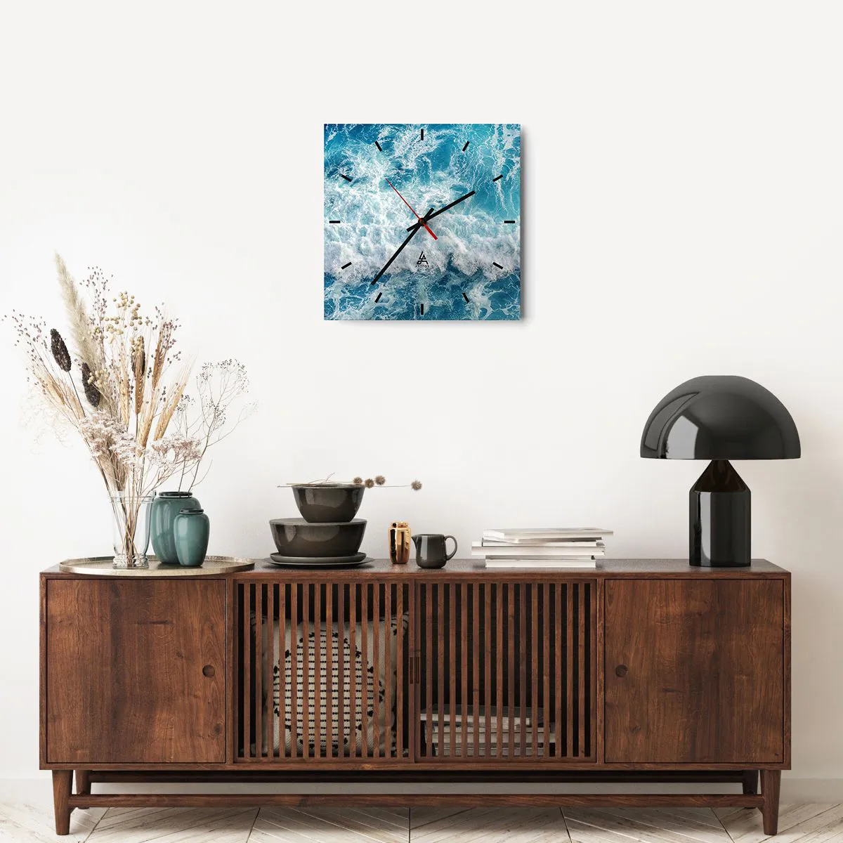 Reloj de pared - Reloj de vidrio - Alegre y con mucho brío - 40x40 cm