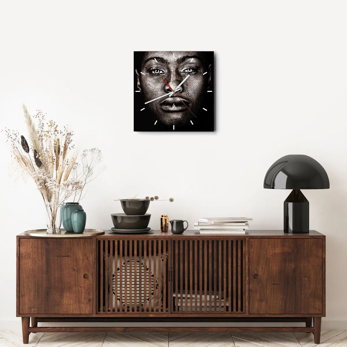 Väggklocka - Klocka på glas - En tår - 40x40 cm