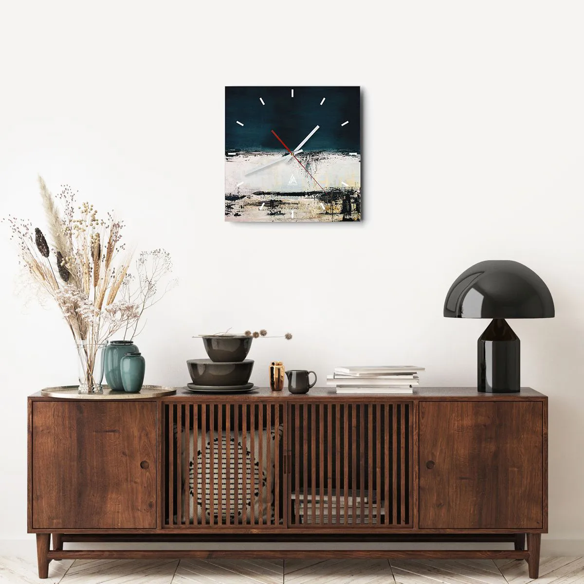 Wanduhr - Glasuhr - Horizontale Komposition - 40x40 cm