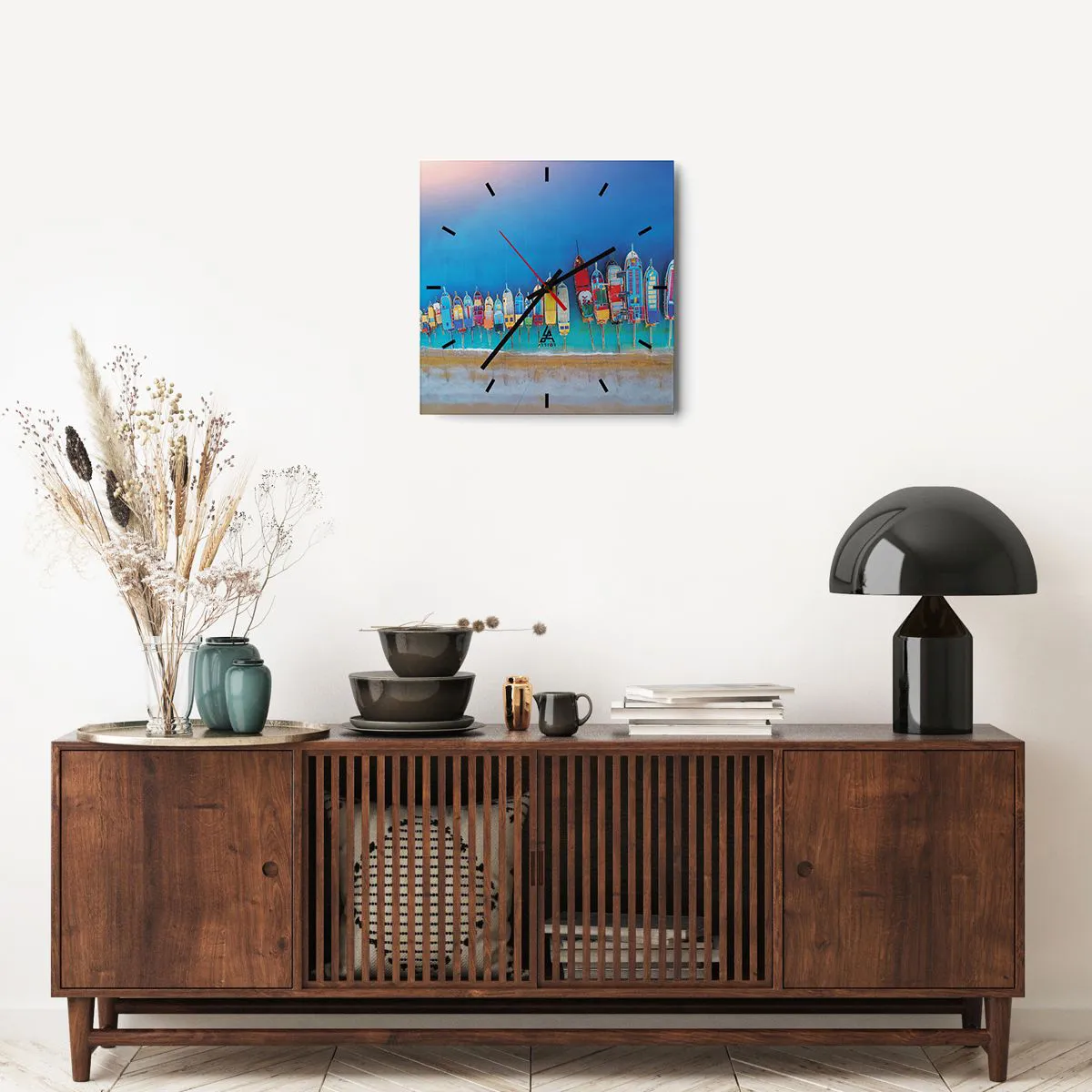 Ceas de perete - Ceas pe sticlă - Din perspectiva unei păsări - 40x40 cm