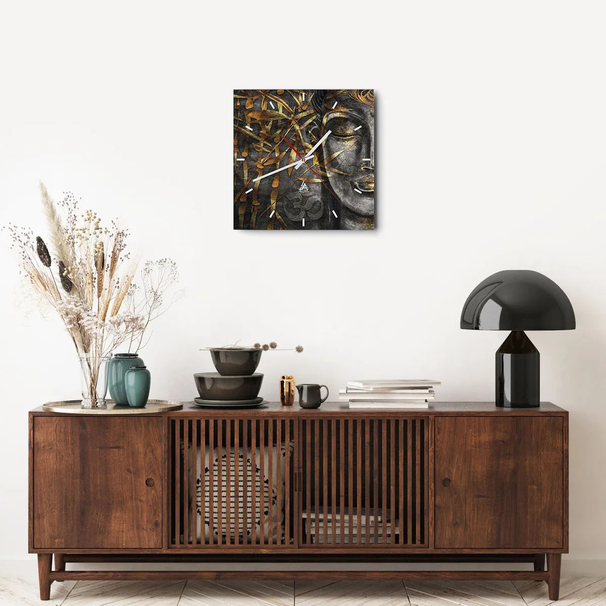 Ceas de perete - Ceas pe sticlă - Simțiți pacea - 40x40 cm