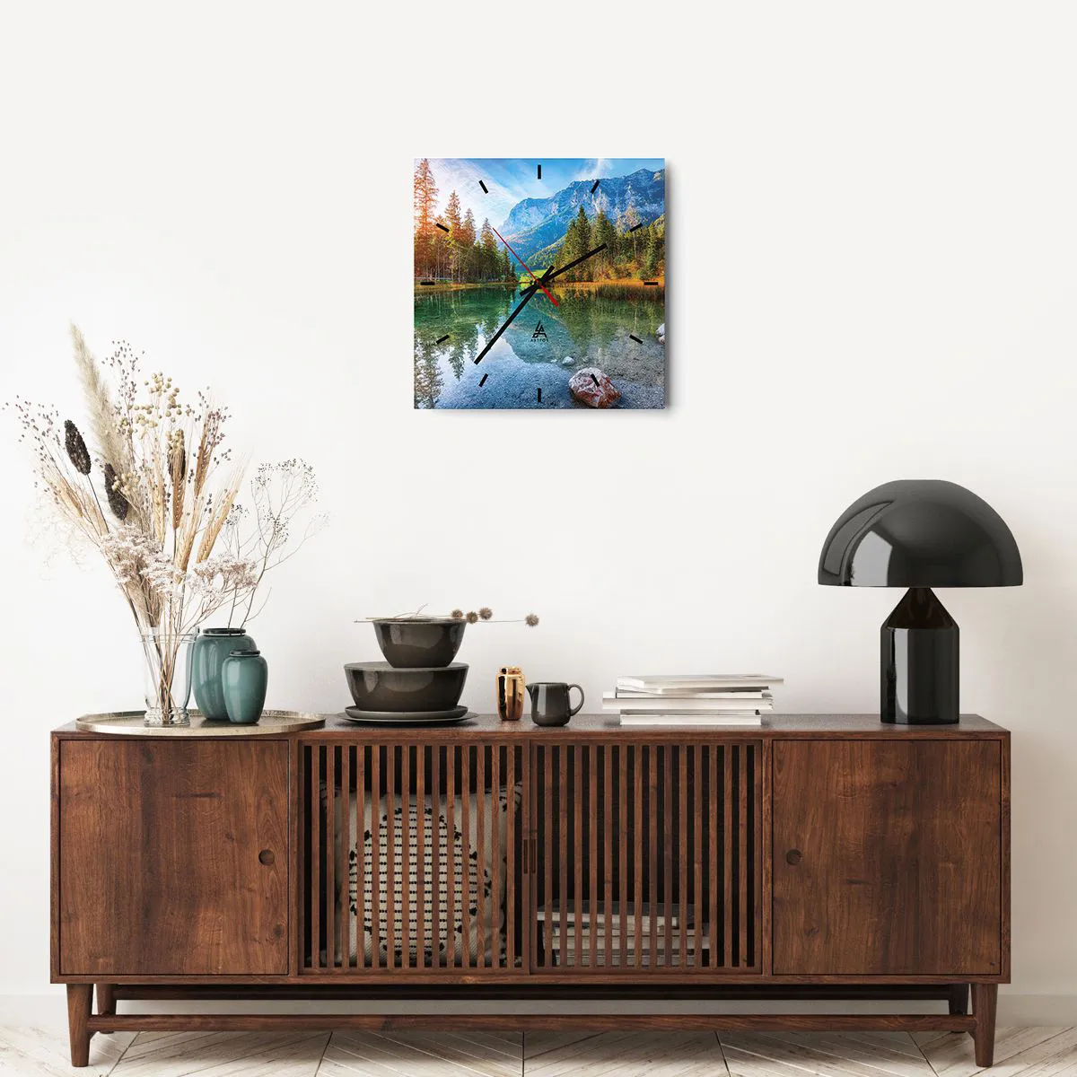 Ceas de perete - Ceas pe sticlă - Blândețea toamnei - 40x40 cm