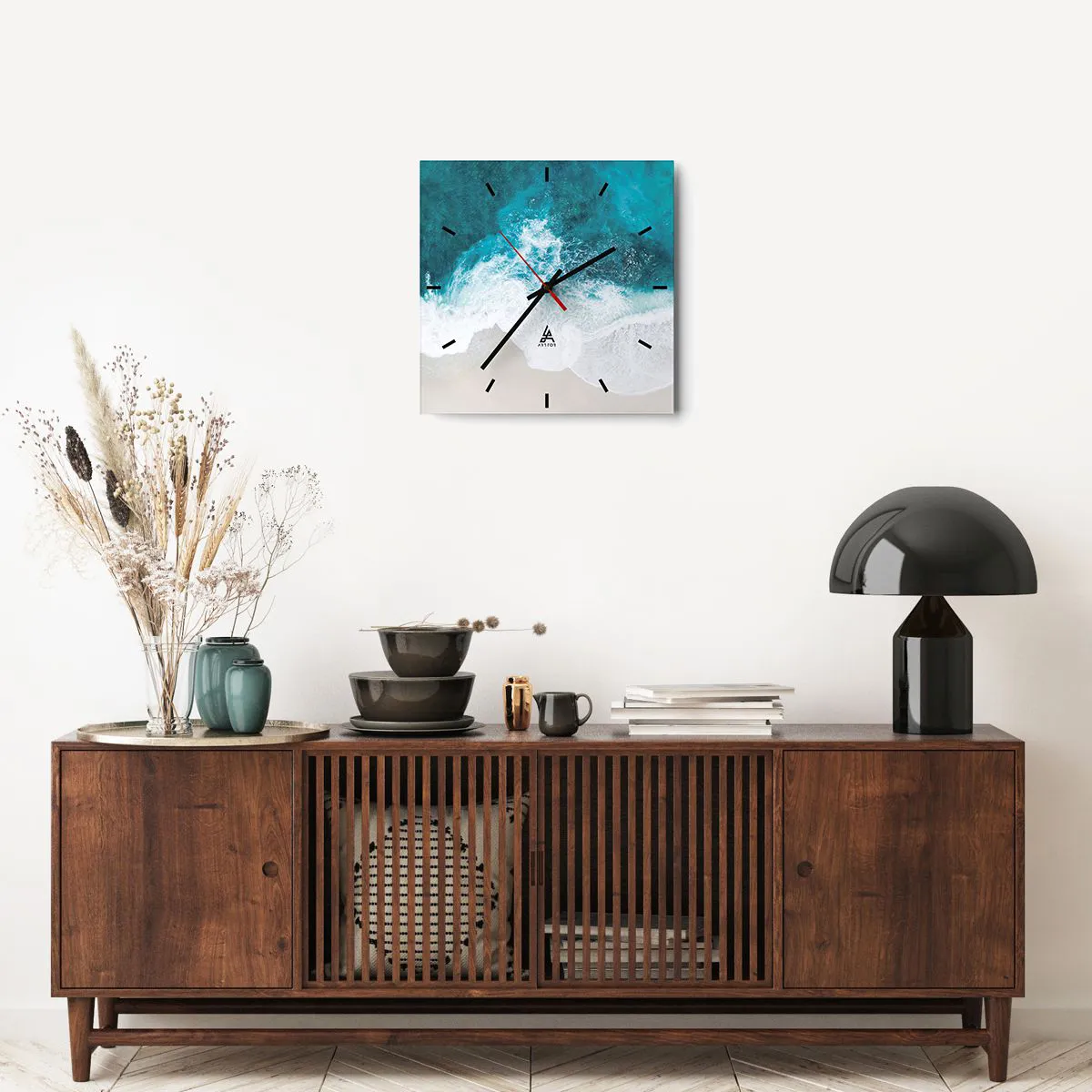 Wanduhr - Glasuhr - Natürliche Liebkosung - 40x40 cm