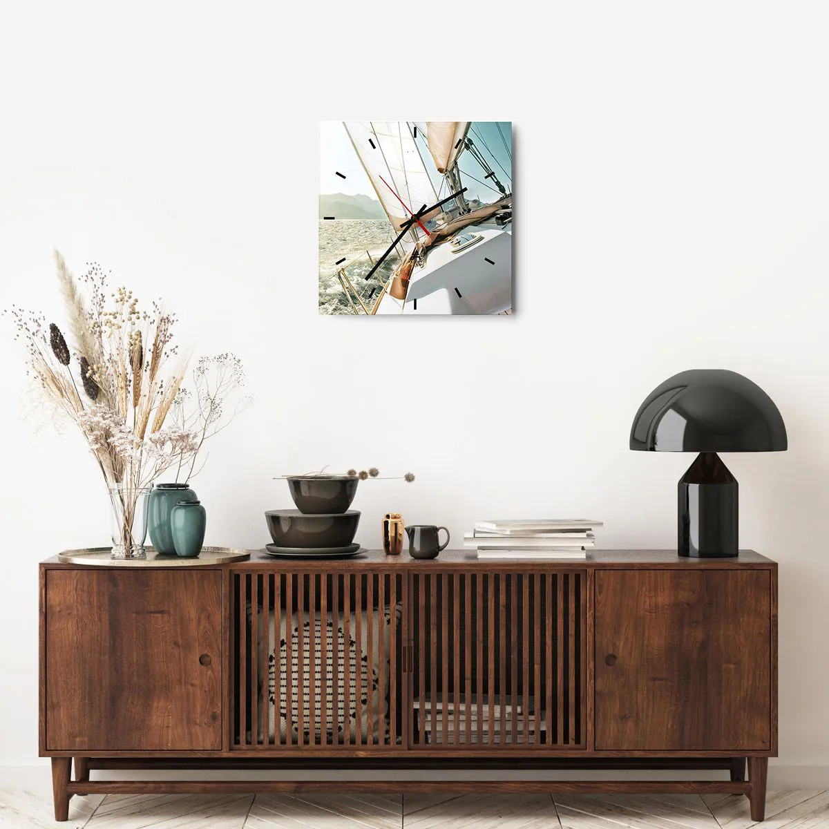 Wanduhr - Glasuhr - Unter vollen Segeln - 40x40 cm