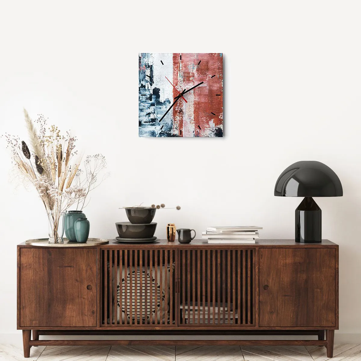 Wanduhr - Glasuhr - Fünfzig-Fünfzig abstrakt - 40x40 cm