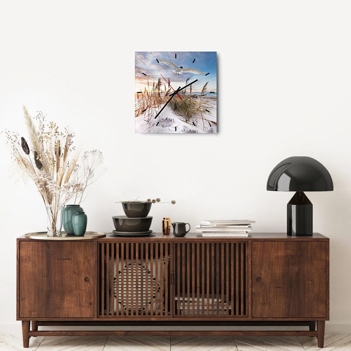 Relógio de parede - Relógio em vidro - Vento do mar - 40x40 cm