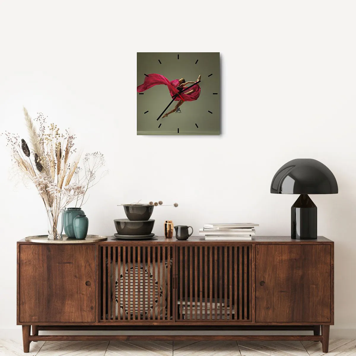 Ceas de perete - Ceas pe sticlă - Flacără dansatoare - 40x40 cm