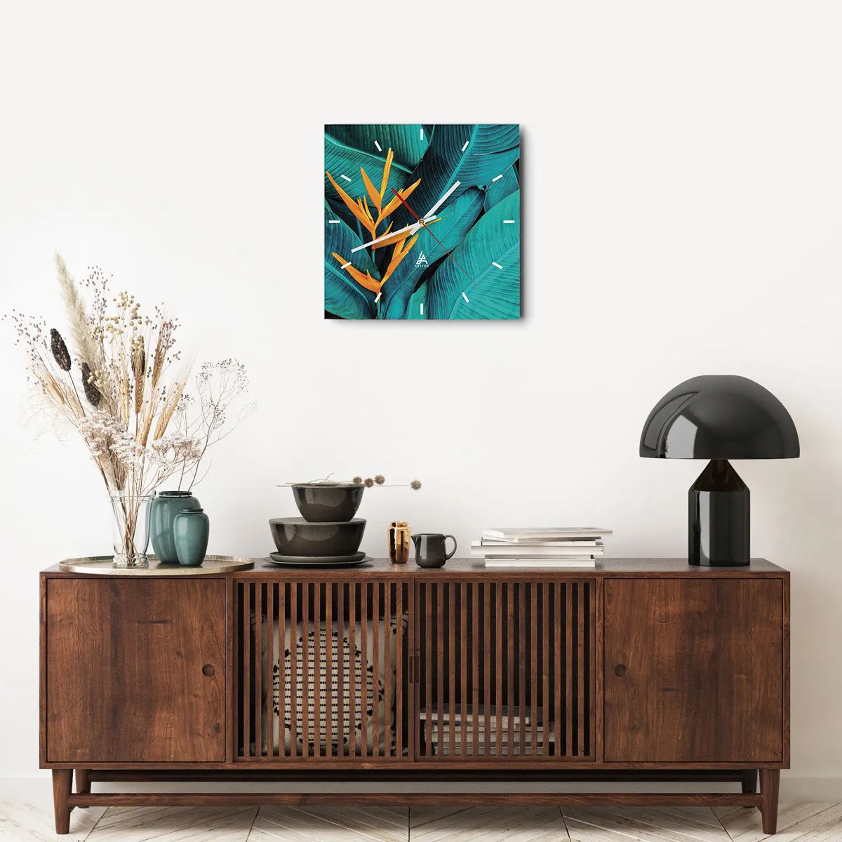 Relógio de parede - Relógio em vidro - Flor do Éden - 40x40 cm