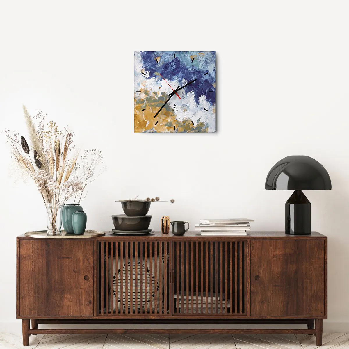 Reloj de pared - Reloj de vidrio - Danza de los elementos - 40x40 cm