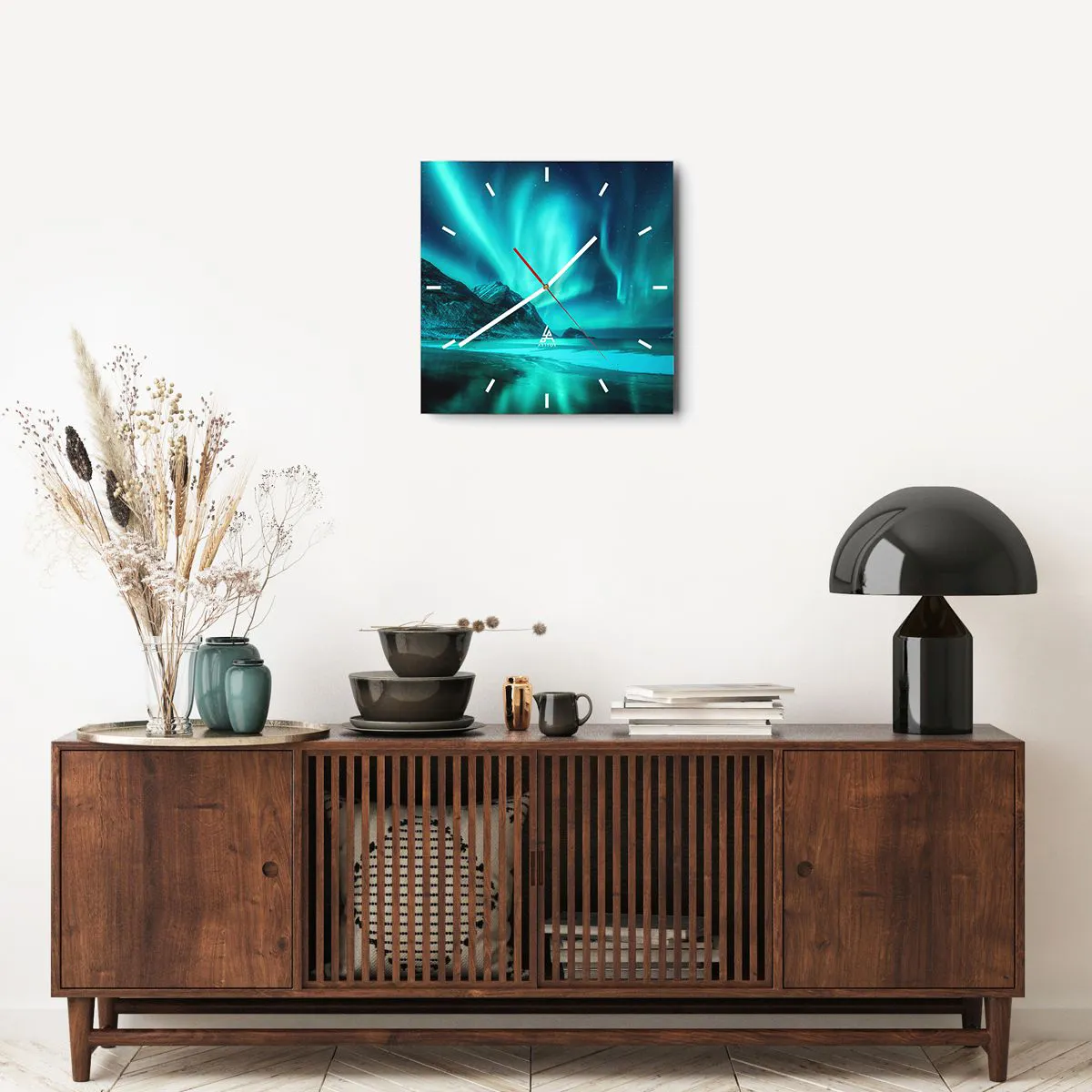 Wanduhr - Glasuhr - Wunder des Nordens - 40x40 cm