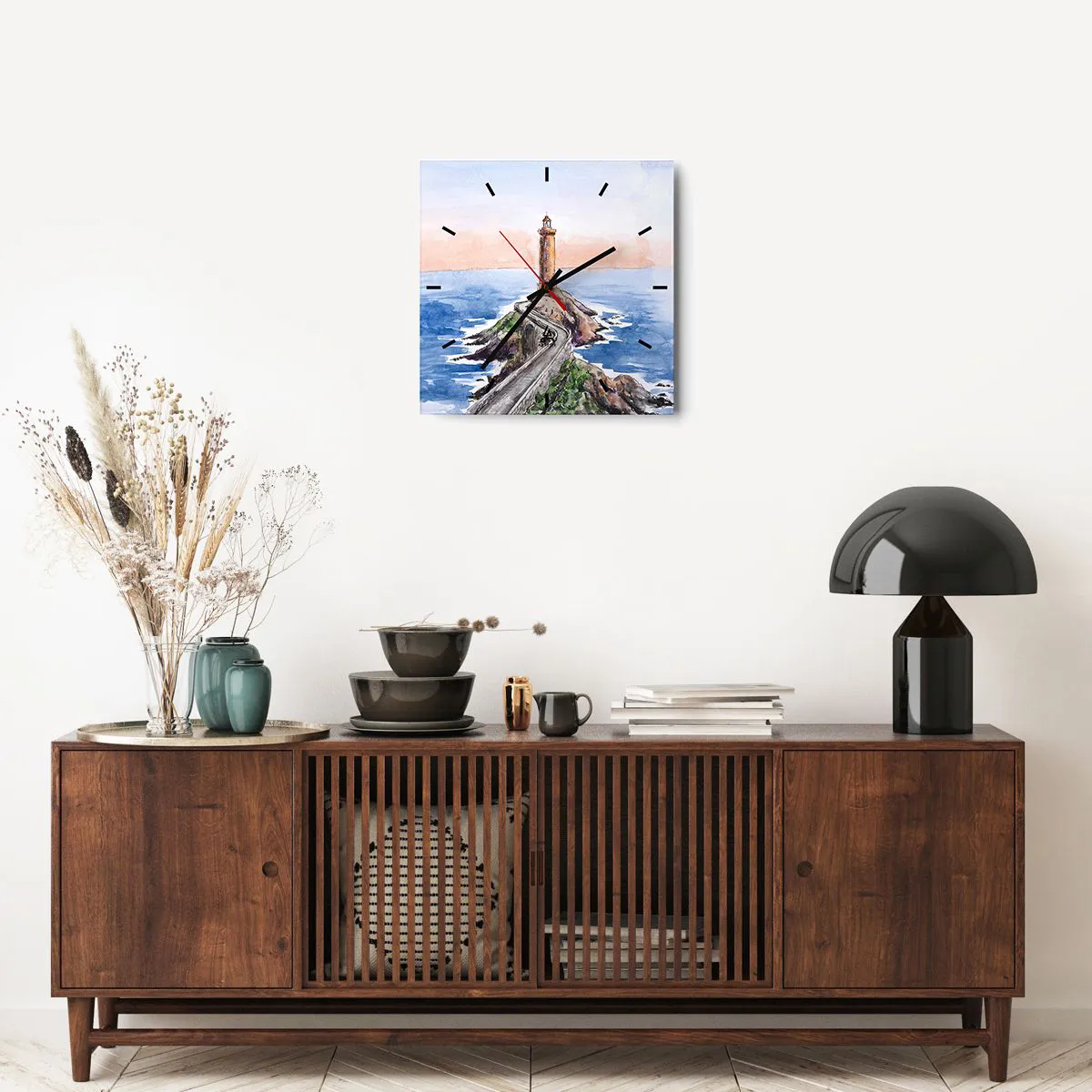 Vægur, Uret - Med front mod havet - 40x40 cm