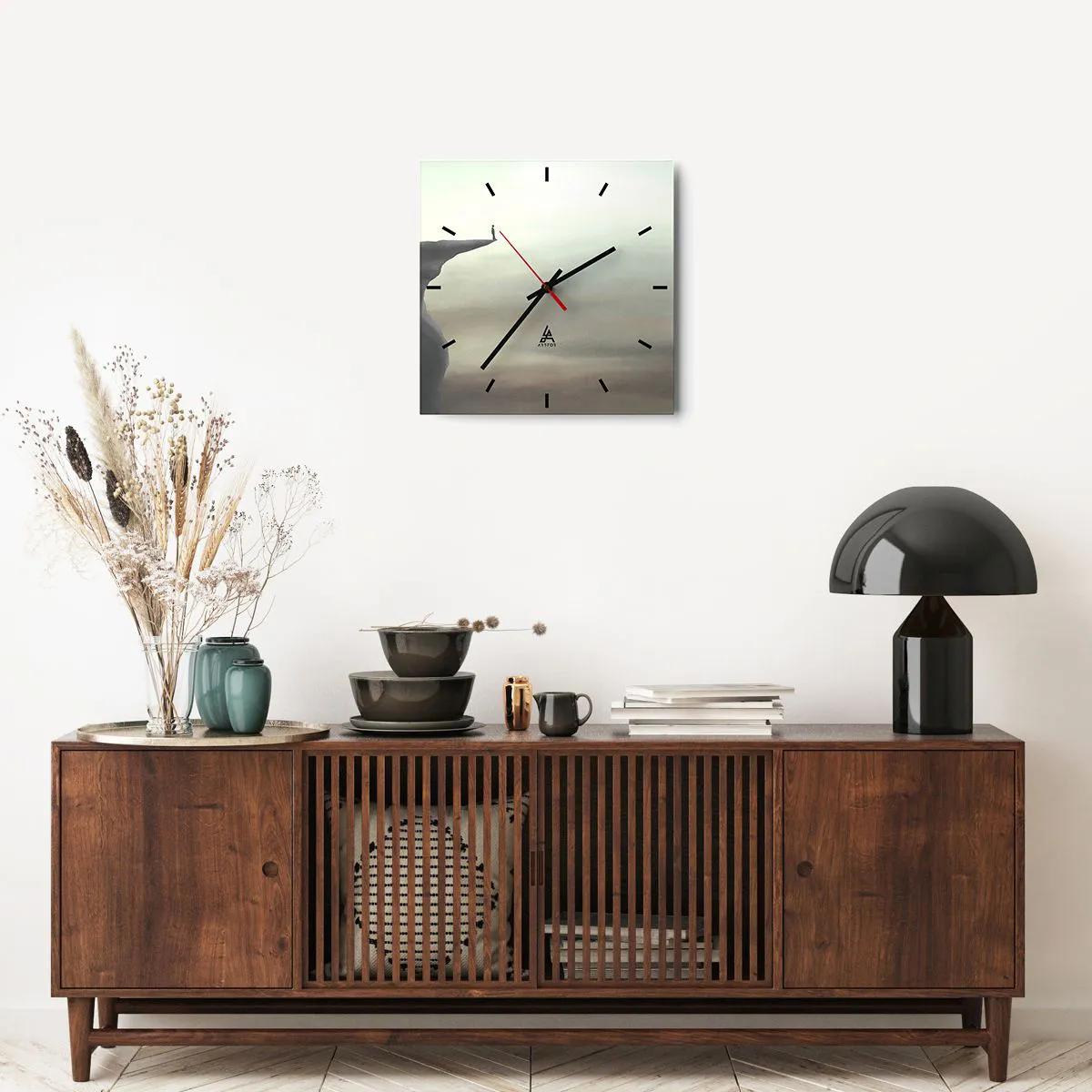 Ceas de perete - Ceas pe sticlă - În sus, bineînțeles! - 40x40 cm