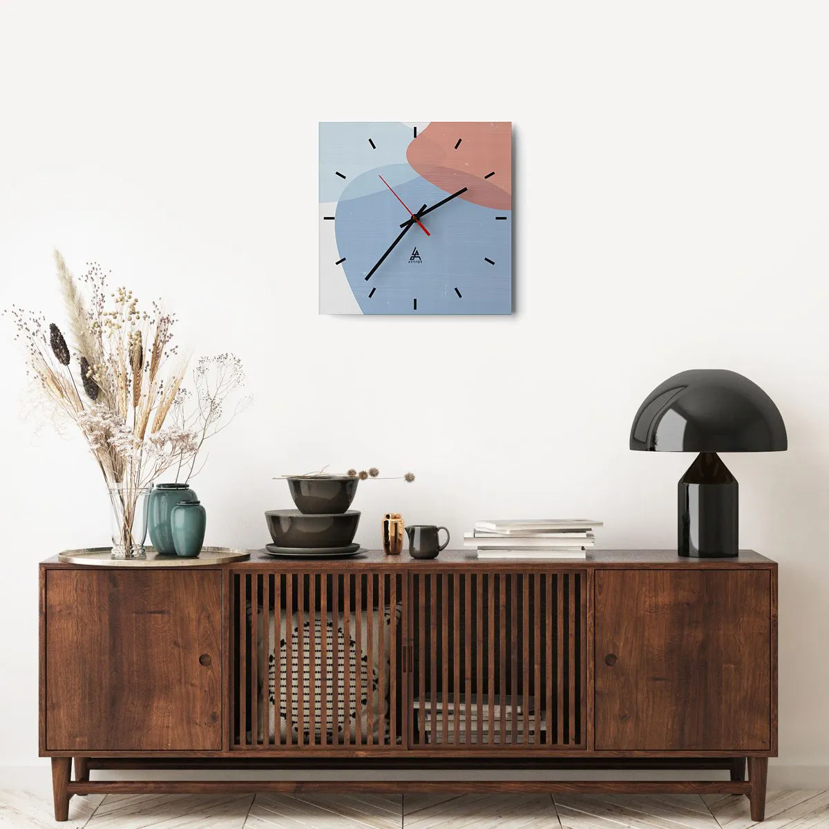 Väggklocka - Klocka på glas - Pastellfärgade relationer - 40x40 cm