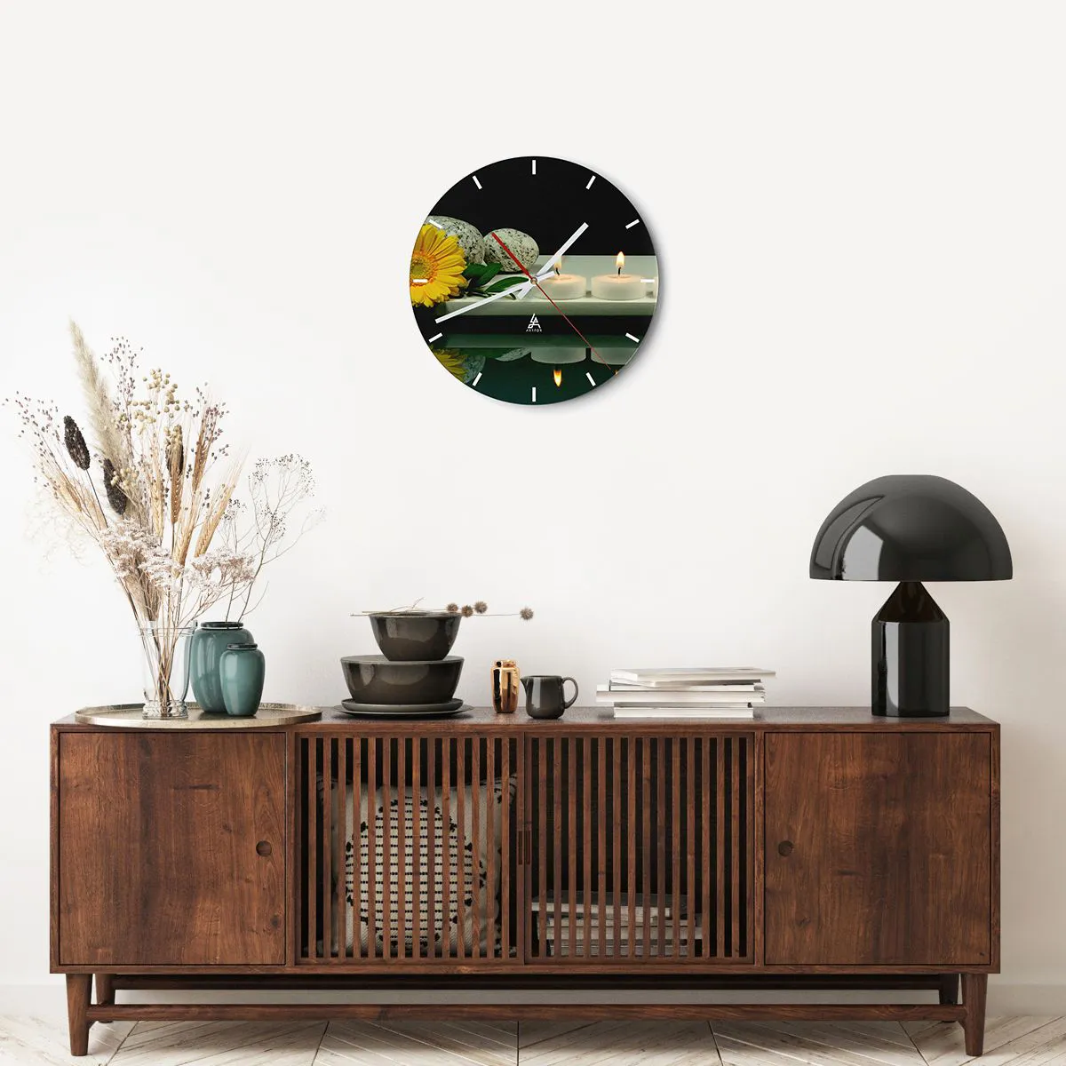 Ceas de perete - Ceas pe sticlă - Calmarea simțurilor - 40x40 cm