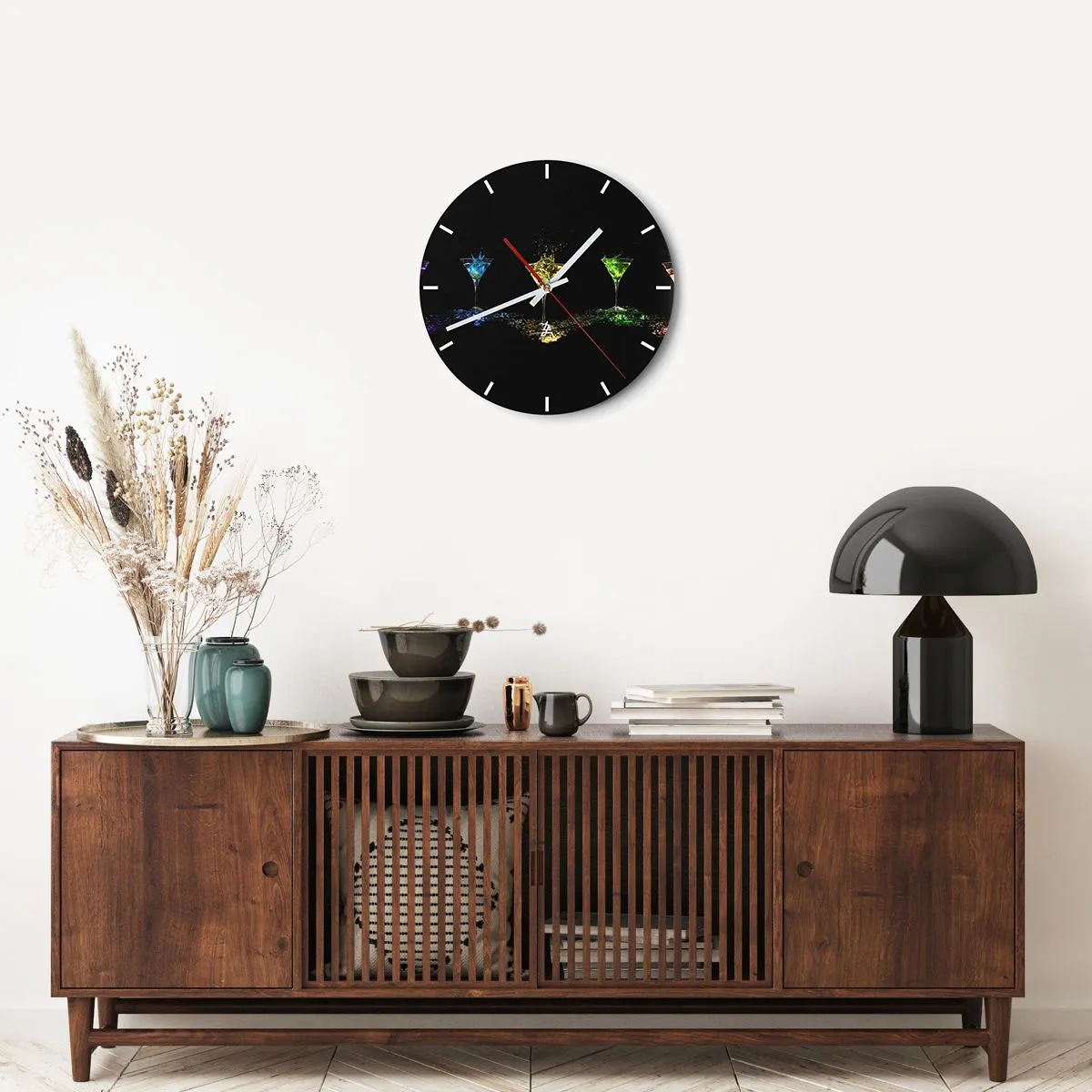 Zegar ścienny - Kolory radości w kryształowym szkle - 40x40 cm