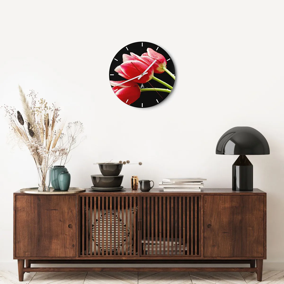 Ceas de perete - Ceas pe sticlă - Promisiunea unei iubiri pure - 40x40 cm