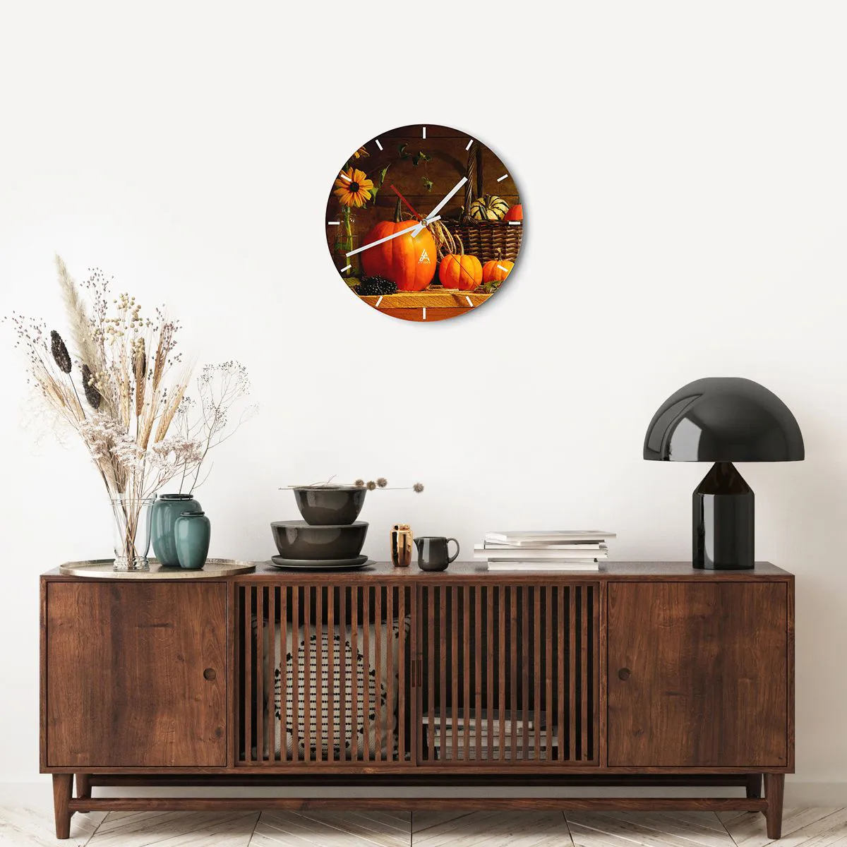 Wanduhr - Glasuhr - Eine rustikale Komposition - Geschenke des Herbstes - 40x40 cm