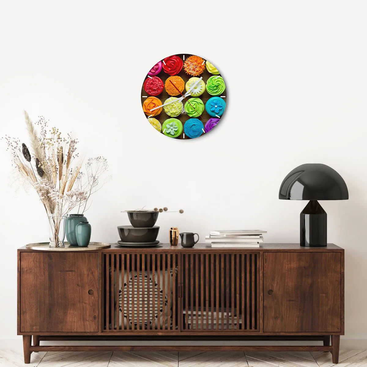 Ceas de perete - Ceas pe sticlă - Fiecare diferită - toate delicioase - 40x40 cm