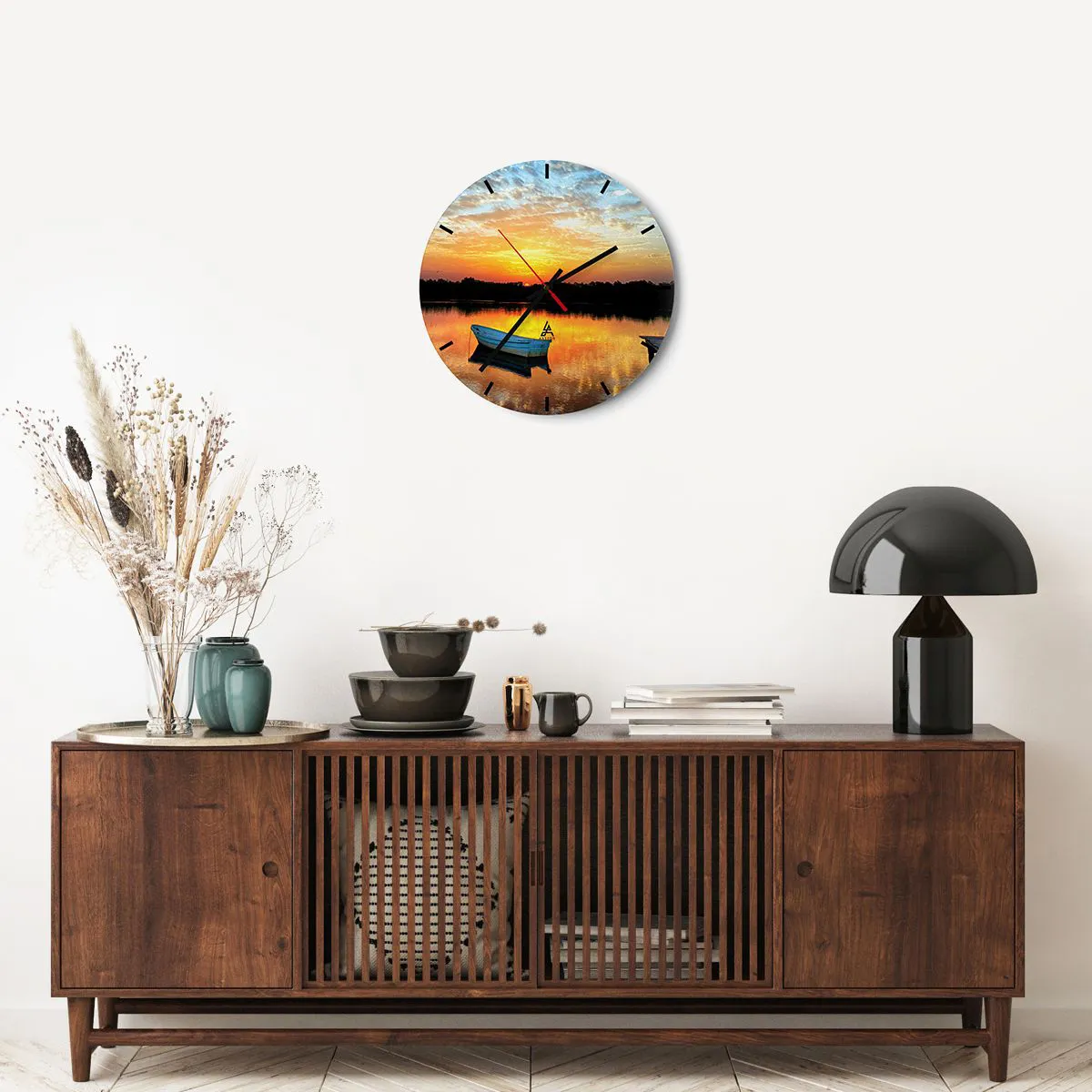 Ceas de perete - Ceas pe sticlă - Privește, ascultă, meditează - 40x40 cm