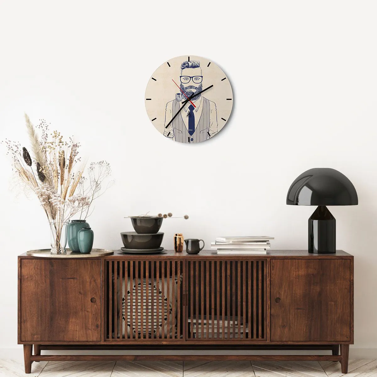 Wanduhr - Glasuhr - Fröhlich, maskulin und modisch - 40x40 cm