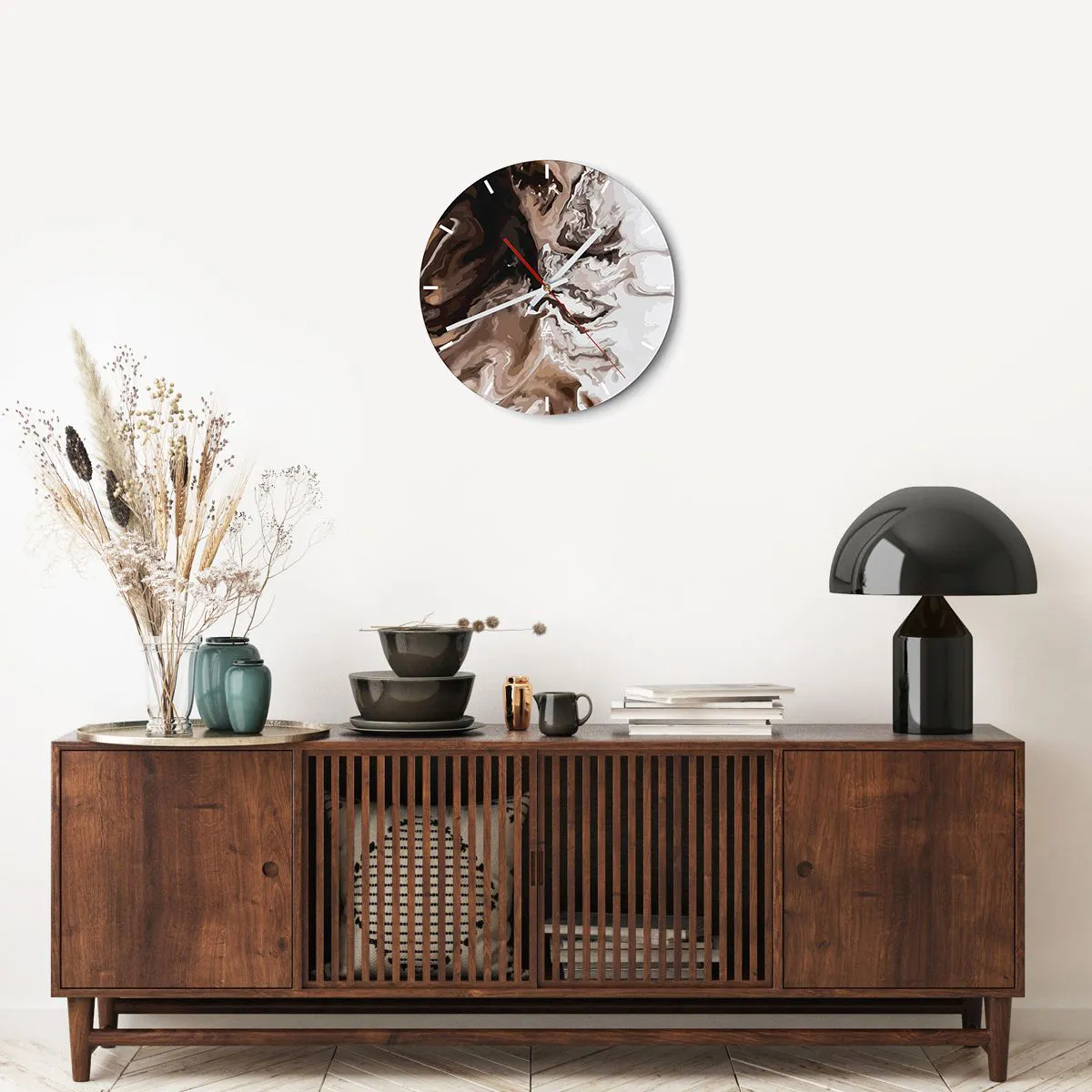 Relógio de parede - Relógio em vidro - Contraste de cores - 40x40 cm