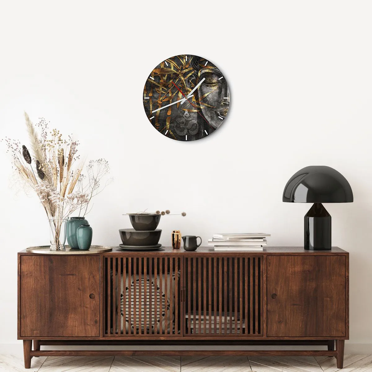 Väggklocka - Klocka på glas - Känn lugnet - 40x40 cm