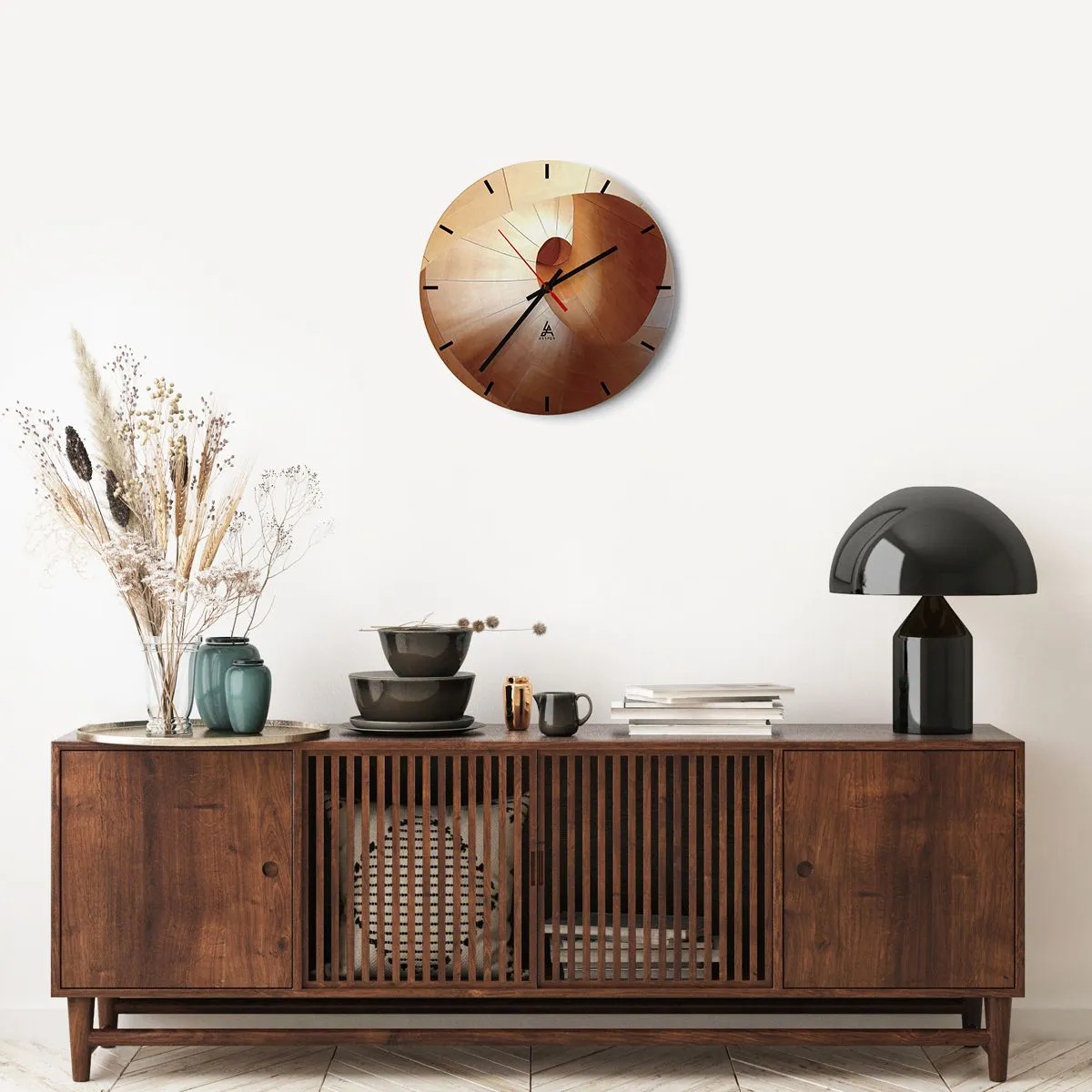 Wall clock - Clock on glass - Architectural Serpentine - 40x40 cm