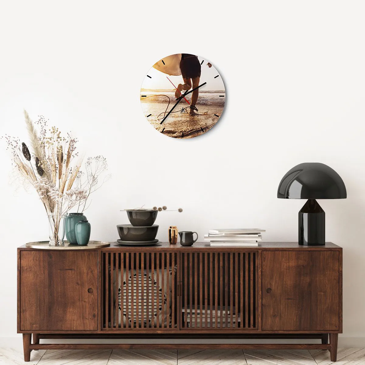 Ceas de perete - Ceas pe sticlă - Pentru a întâmpina valul - 40x40 cm