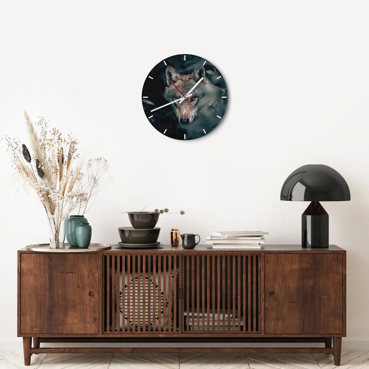 Ceas de perete - Ceas pe sticlă - Vânător - 40x40 cm